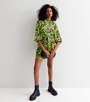 New Look Green Zebra Print High Neck Belted Mini Tunic Dress